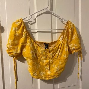 Super cute yellow floral crop top